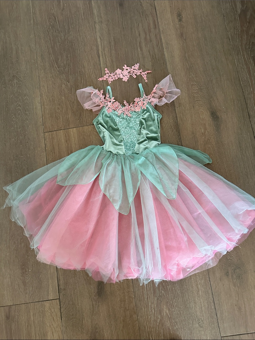 Weissman Pink & Green Fairy Tutu Dress Costume. Great for dance or Halloween.
